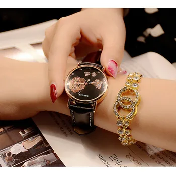 Reloj de oro rosa de mariposa para Mujer, cronógrafo de cuarzo con diamantes de imitación, femenino
