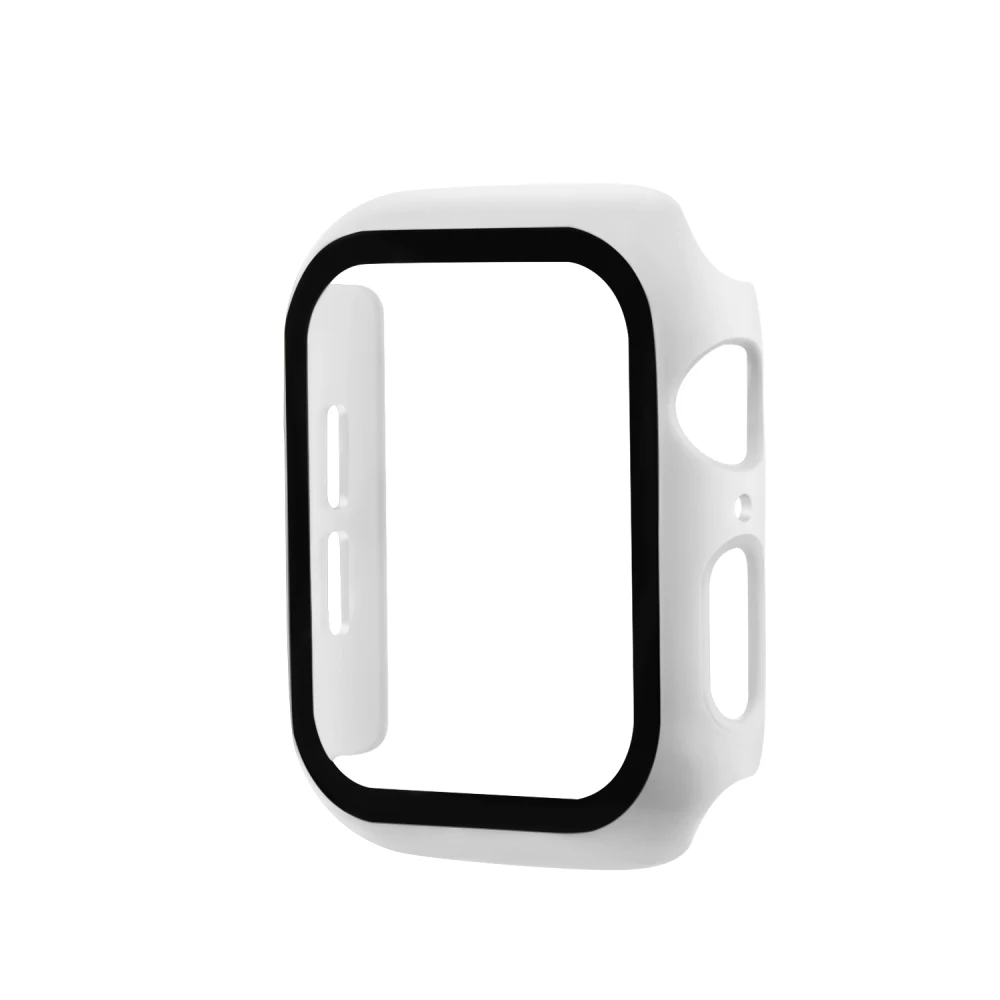Чехол для ПК+ чехол из закаленного стекла для Apple Watch 5 4 3 2 1 40 мм 44 мм 360 чехол Полный Чехол для Iwatch 38 мм 42 мм аксессуары для ремешка