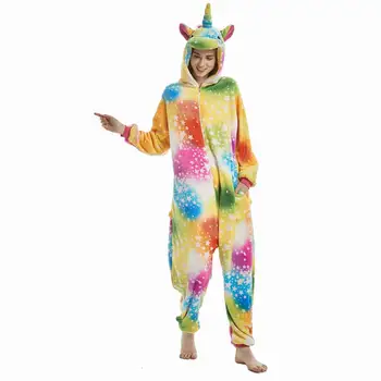 

kigurumi Rainbow Women's Pajamas for Boys Girls Unicorn Pajamas Flannel Pajamas Set Animal Sleepwear Pyjamas Kids