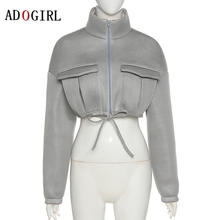 Adogirl Fashion Women Short Jacket Y2k Mesh Eyelet Winter Autumn Thick Warm Parkas Standard Collar Bubble Coat Solid Outwear