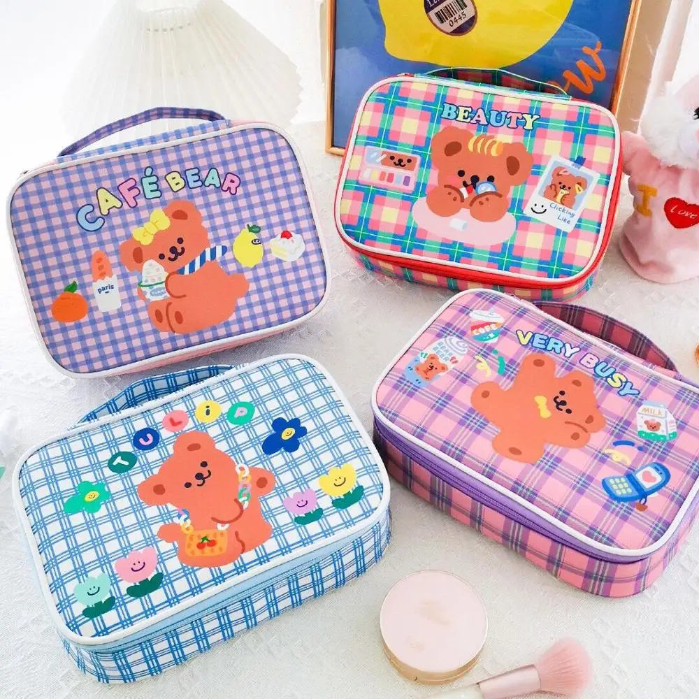 

Bear Girls Cosmetic Case Korea Cute Large Capacity Make Up Bag Home Storage Case Makeup Brush Pocket Organizer for Cosmetics