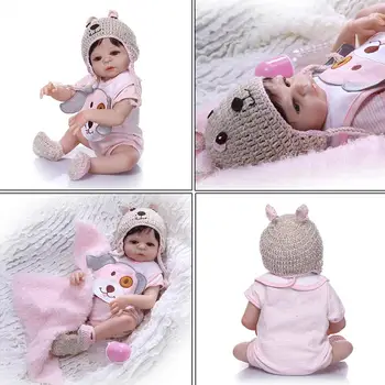 

48cm Reborn Doll Realistic Full Silicone Newborn Babies Toy Girl Princess Clothes Hat Pacifier Lifelike Handmade Birthday Gift