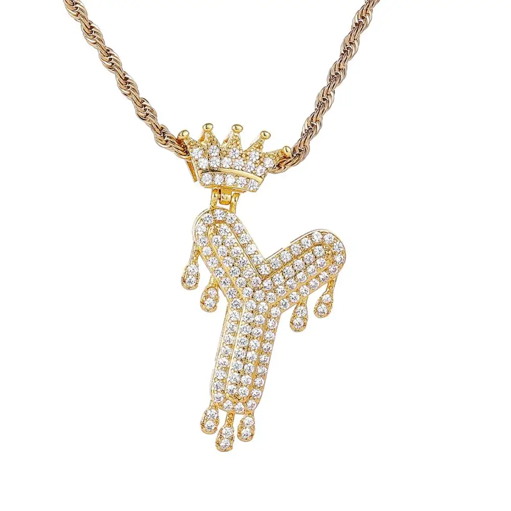 Цепочка с подвеской инициала Альфа 26 буквами Роскошный кулон кубическим