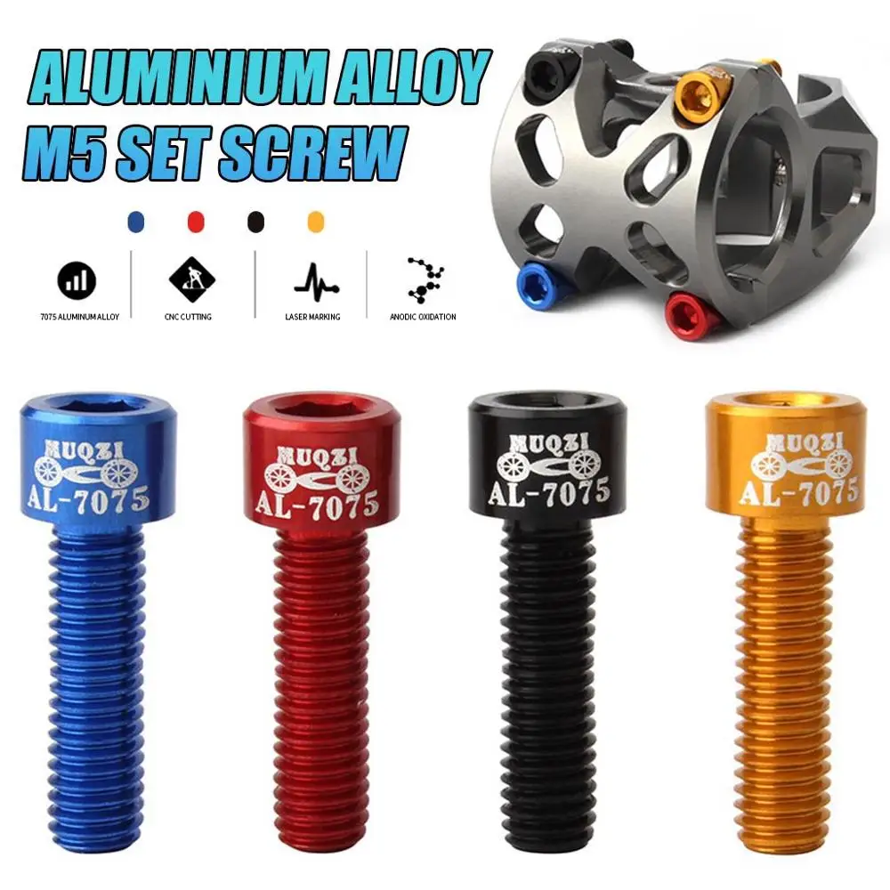 1pcs 7075 Aluminum Alloy M5*17MM Bicycle Handlebar Stem Screws Bolt Mountain Dead Fly Road Folding Bike Handle Riser Screw | Спорт и