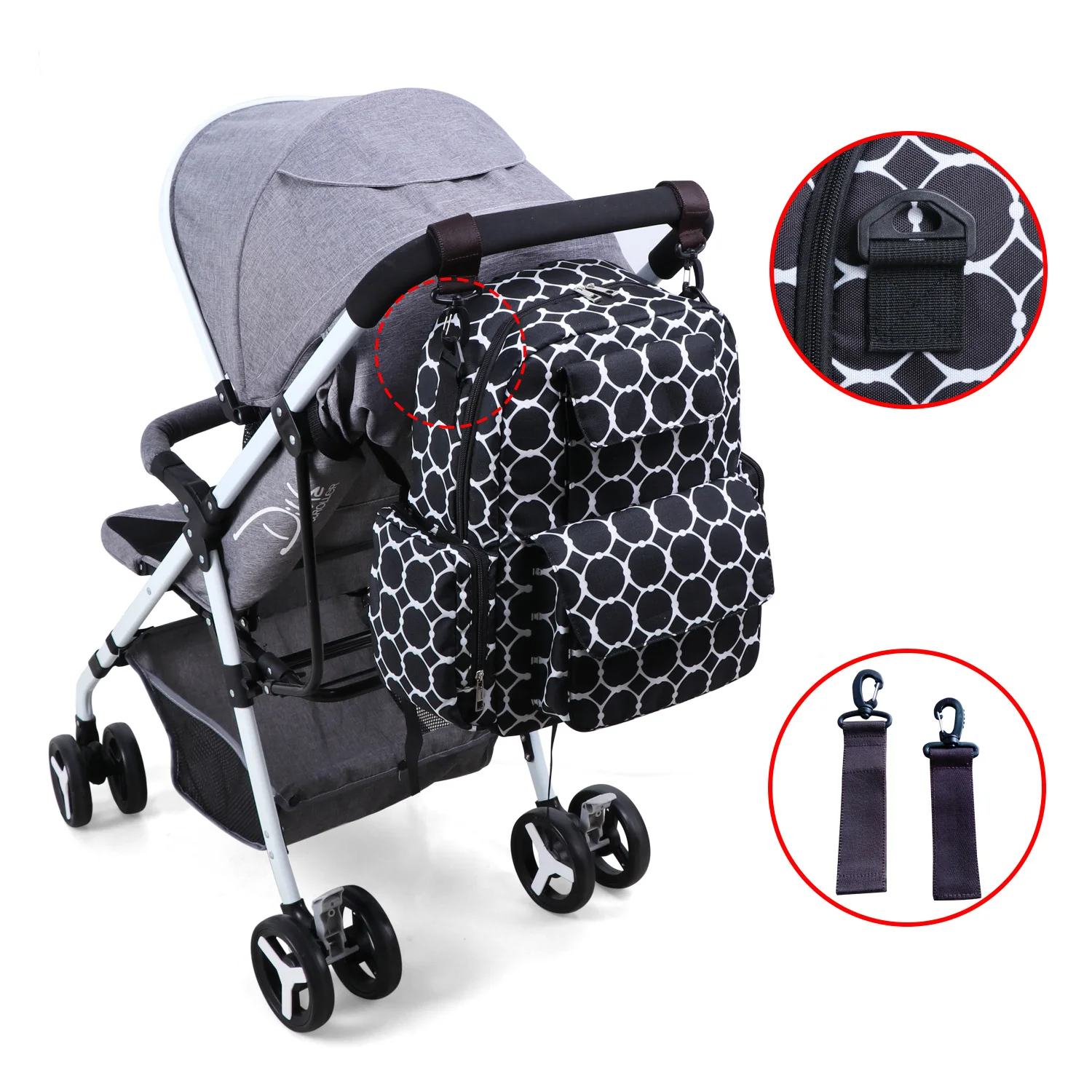 

Landuo Waterproof Diaper Bag Cross-Border for Large-Capacity Mother And Child Hanging Stroller Bag Storage Bag Mom Backpack