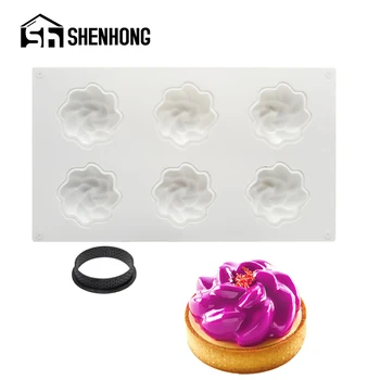 

SHENHONG Muffin Dessert Decorators Silicone Cake Mold Tart Ring Spiral Chocolate Mousse Pastry Mould Baking Decorating Tools