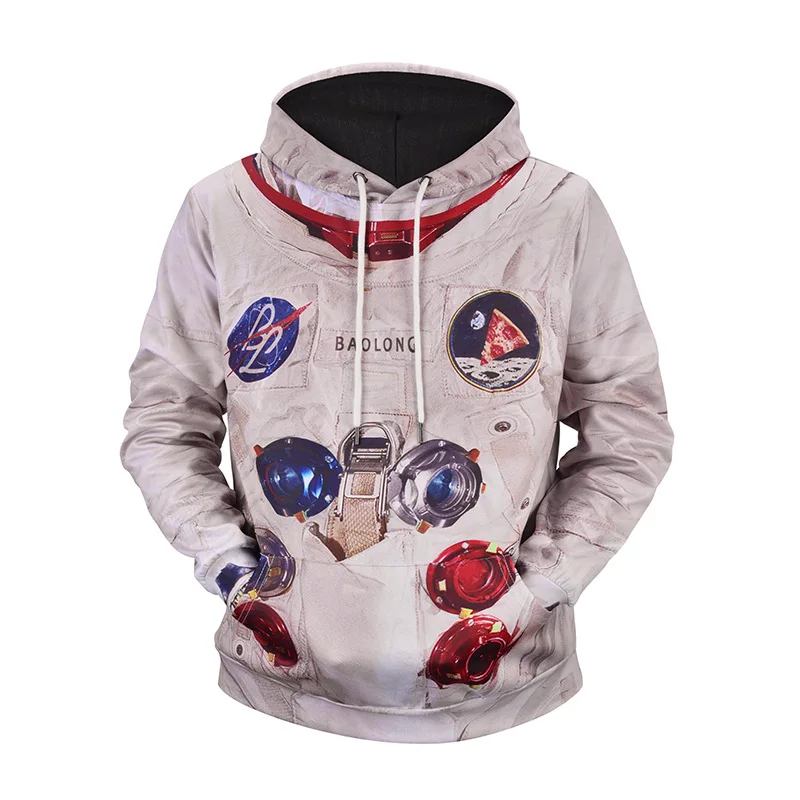 Легкие Свободные Кофты для мужчин с длинным рукавом Толстовка со спутниковыми космонавтами 3D принт Толстовка Мужская s повседневная брендовая одежда куртка с капюшоном Размер 3XL - Цвет: Хаки