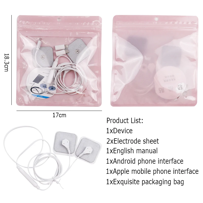 with bag Портативный мини-импульсный массажер для тела с контролем мобильного телефона, электрод для тела, массажный EMS, стимулятор мышц, терапия, меридиан, ручная работа - Цвет: with bag