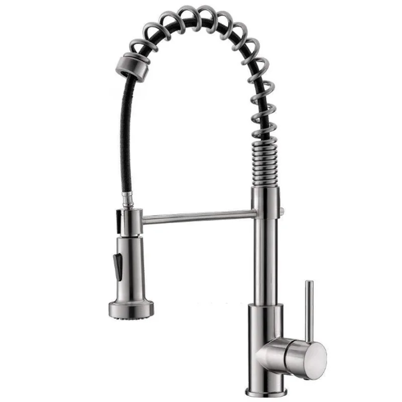 Brushed-Chrome Llave Cocina Agua кухонный выдвижной кран для раковины, водопроводный смеситель, вращающиеся Пружинные смесители, Гравитационный шар, выдвижной кран K09 - Цвет: Brushed-Chrome
