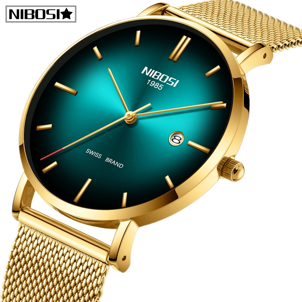 Часы наручные NIBOSI мужские ультратонкие брендовые Роскошные модные простые