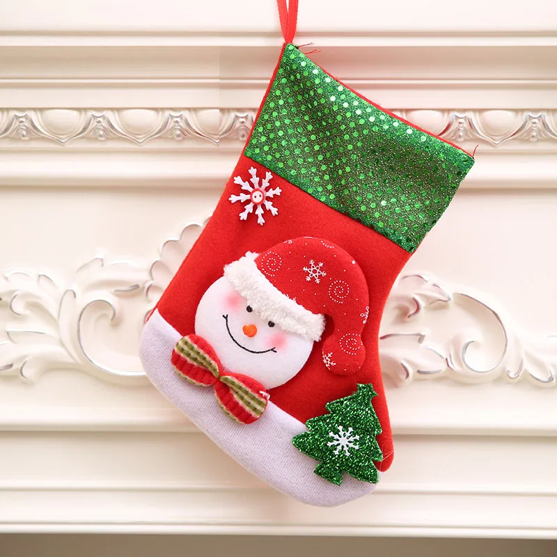 Snowman Рождественский чулок Санта Подвески Снеговик Подарочная сумка Рождественская елка украшения Новогодние носки рождественские украшения для дома - Цвет: Snowman