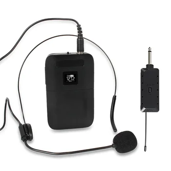 

Show Transmitter Receiver Stage Stable Signal Teaching Headset Collar Clip Wireless Microphone Portable LED Screen Universal