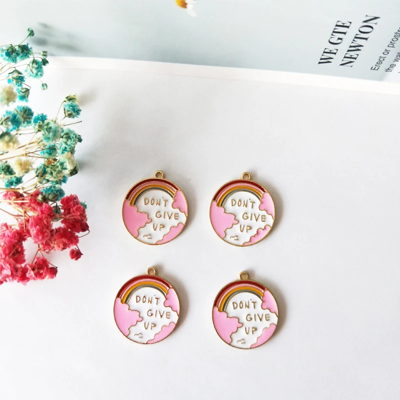 

10pcs Gold Tone Alloy Enamel Charms Pendant Round Rainbow Map Charms Fit Bracelet Earrings Making Jewelry DIY Accessories FX147
