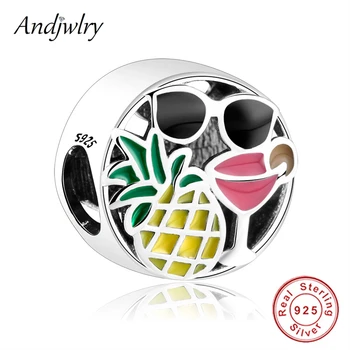 

2018 New Authentic 925 Sterling Silver Pineapple Summer Fun Beads Charms Fit Original Pandora Bracelet Women Beads DIY Berloque