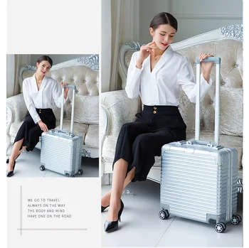 

18 inch aluminum frame computer board chassis 2019 new universal wheel trolley case aluminum frame luggage travel password box