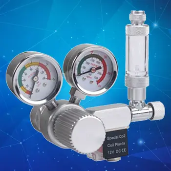 

Aquarium CO2 Regulator Mini Dual Gauge Display with Bubble Counter Check Valve Solenoid CGA320 M22 W21.8 G5/8