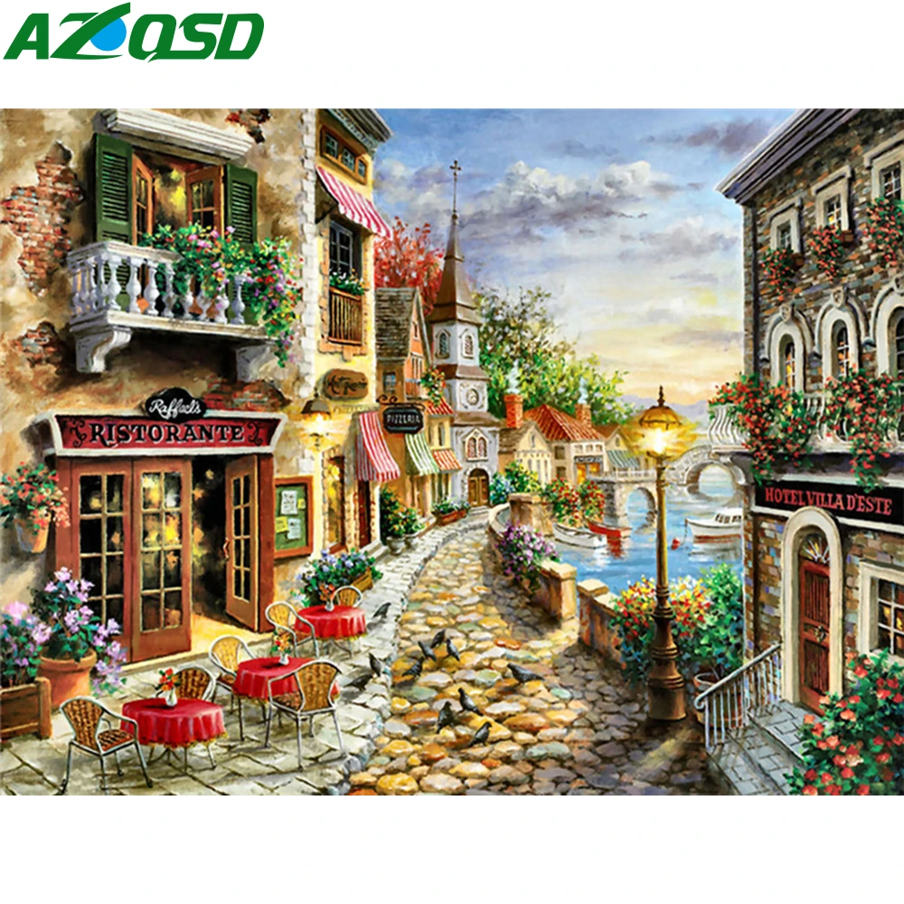 Azqsd Алмазная картина вышивка крестом 5D diy город с пейзажем мозаичная Полная