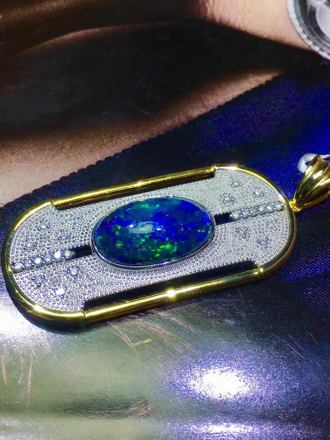 819 настоящие хорошие драгоценности 18K золото AU750 G18K натуральный опал кулон 6.1ct Алмаз Кулон Ожерелья из драгоценных камней для женщин