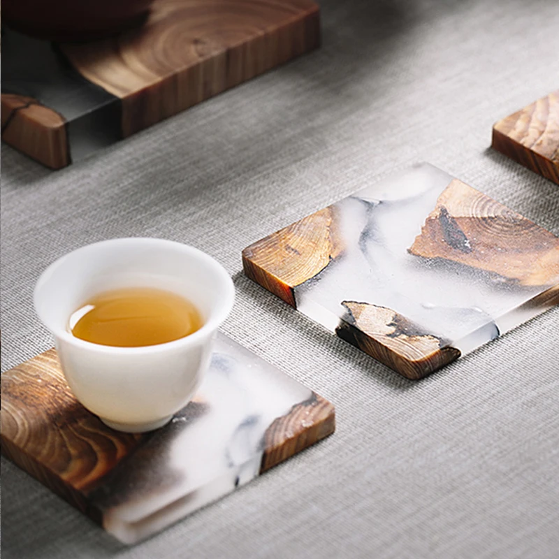Japonês de madeira xícara de chá esteira resina isolamento térmico simples  suporte copo gaxeta cerimônia chá acessórios do agregado familiar yabai chá  esteira - AliExpress