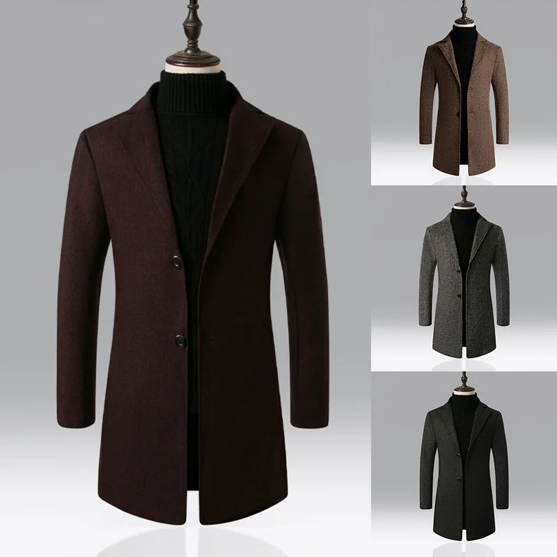 Oeak Winter Men Blends Coats Autumn Mens Solid Color Business Long Coats Brand Casual High Quality Mens Long Trench Coat Male Oeak Winter Men Blends Coats Autumn Mens Solid Color Business Long Coats Brand Casual High Quality Mens Long Trench Coat Male