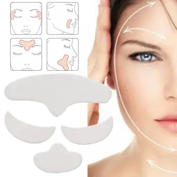 

4Pcs Anti Wrinkle Silicone Patch Pad Skin Lifting Washable Forehead Eye Face Chin Patch Forehead Patch for Beauty Face Care Tool