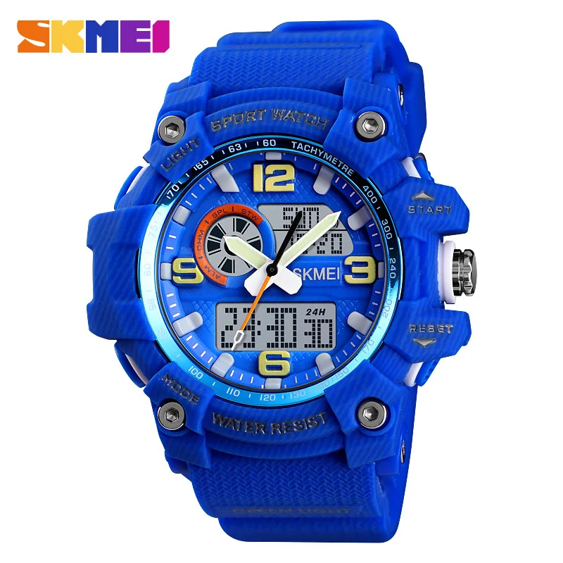 

Skmei 1436 Outdoor Dual Display Three Time Waterproof Silicone Wrist Watch