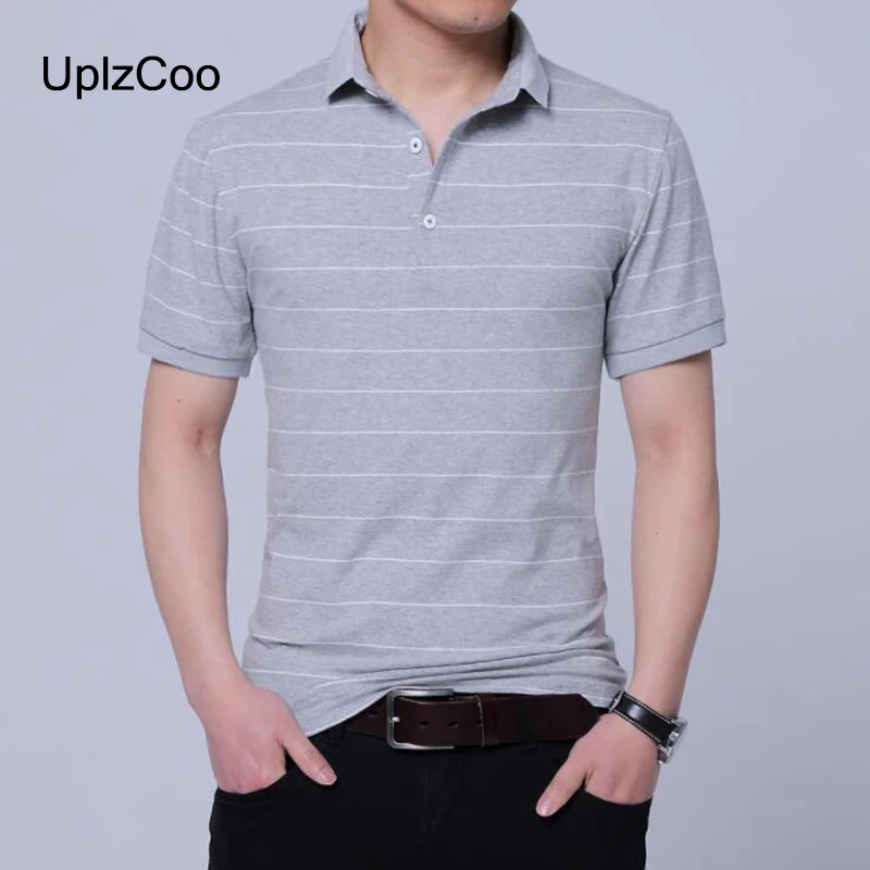 UplzCoo Men's PoLo Shirt Summer Slim Fit Striped Tees Lapel Fashion Short-sleeved Shirt Cotton Casual Male Tops 5XL FM233