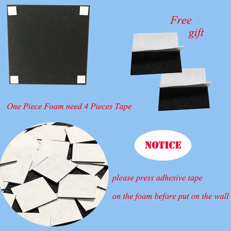 Wedge Acoustic Foam With Adhesive Tape 8 Pcs Soundproof Panels,Silencing Sponge