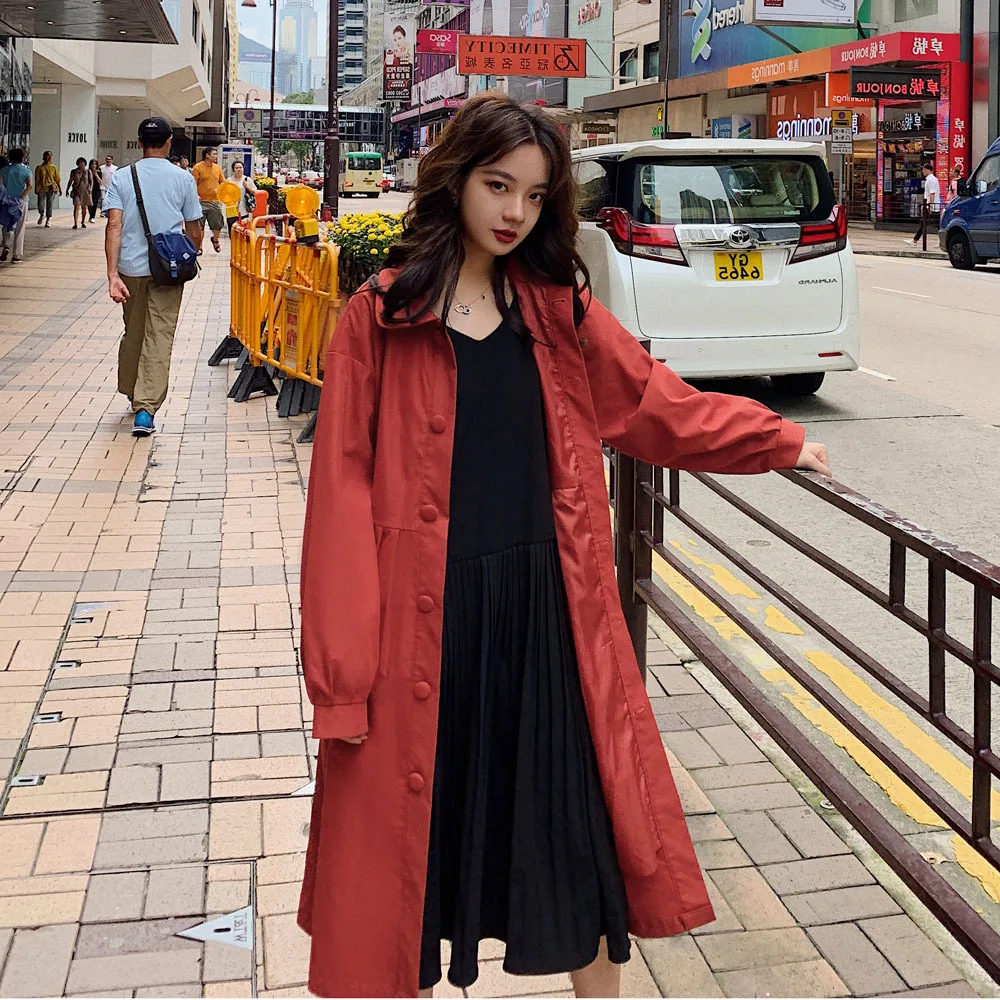 

Photo Shoot 2020 Spring And Autumn New Style Coat Trench Coat Women's Mid-length Korean-style Loose-Fit Short-height Fashion INS