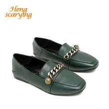 Г., осенние женские туфли-оксфорды на плоской подошве с квадратным носком Роскошные Брендовые женские мокасины из мягкой кожи для офиса с теплым мехом Большие размеры, балетки на плоской подошве