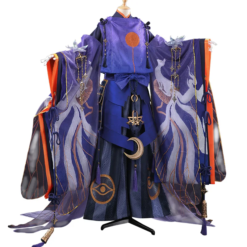 Аниме Onmyoji Tamamo no Mae QingLianTuiMeng Новое кожаное Кимоно Великолепная униформа косплей костюм для женщин Хэллоуин