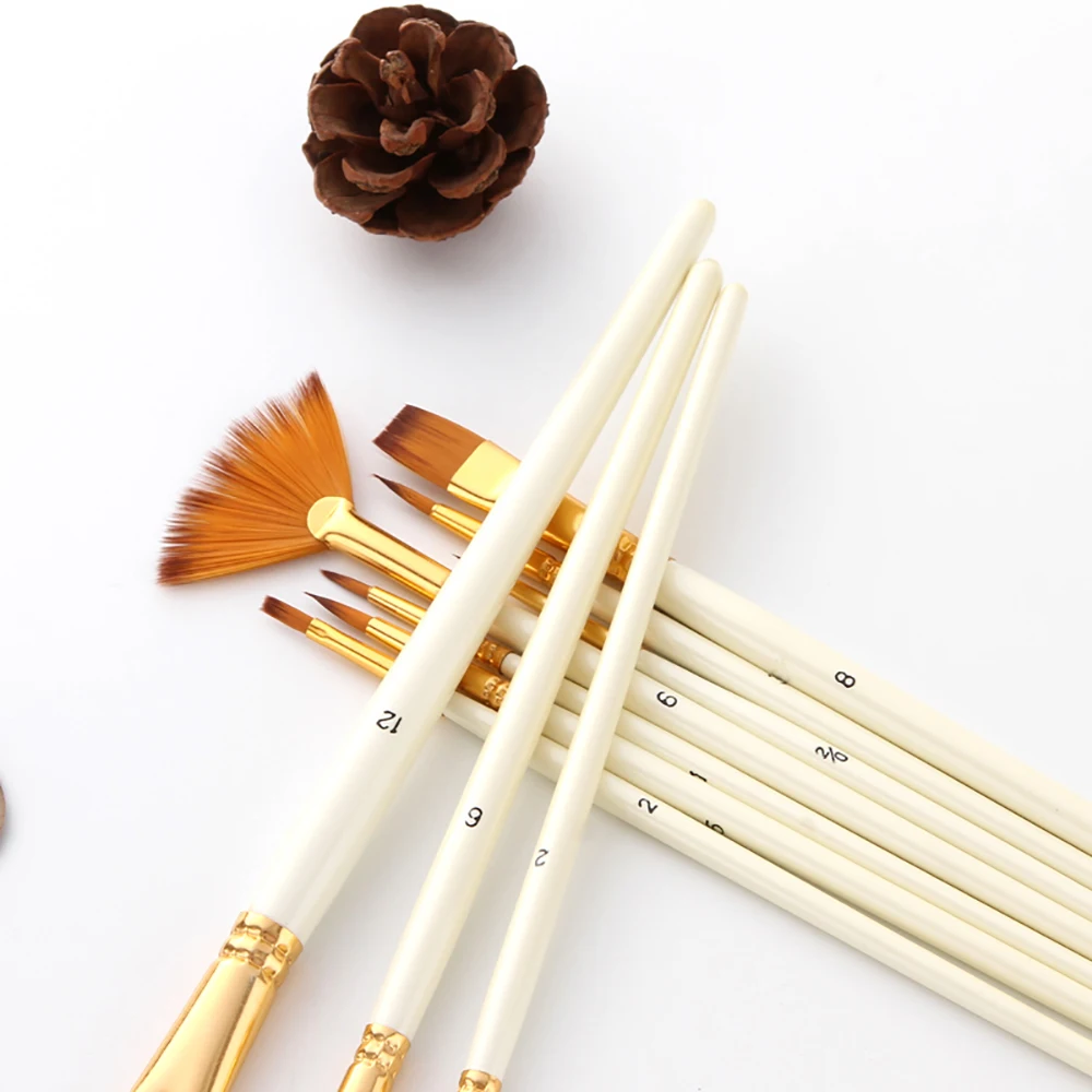 10 шт. набор кистей для рисования набор несколько Срединных кистей с нейлоновыми волосами для художника акриловая гуашь с масляной краской для художественного рисования
