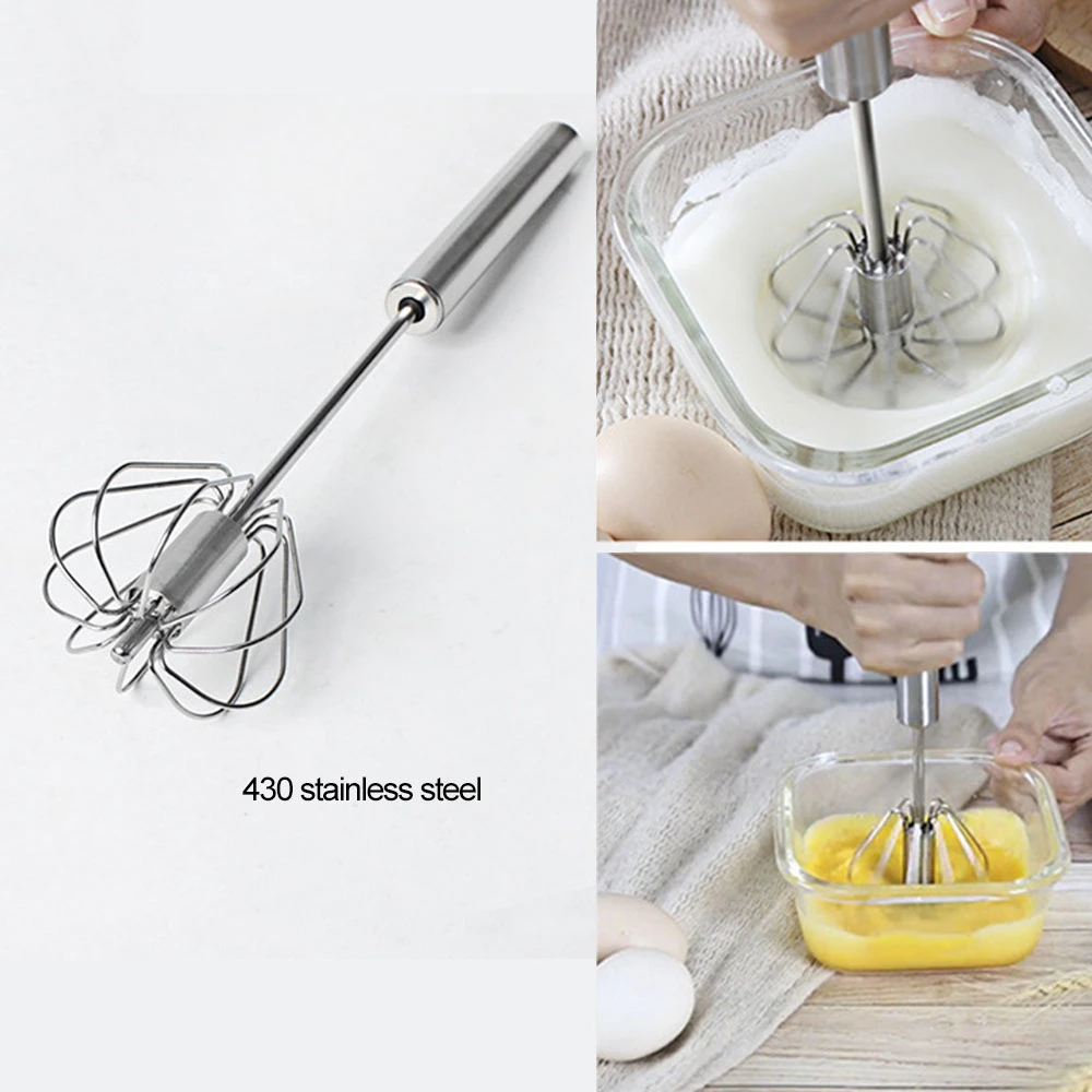 Details about   Semi-automatic Mixer Egg Beater Self Turning Stainless Steel Whisk Hand Blende