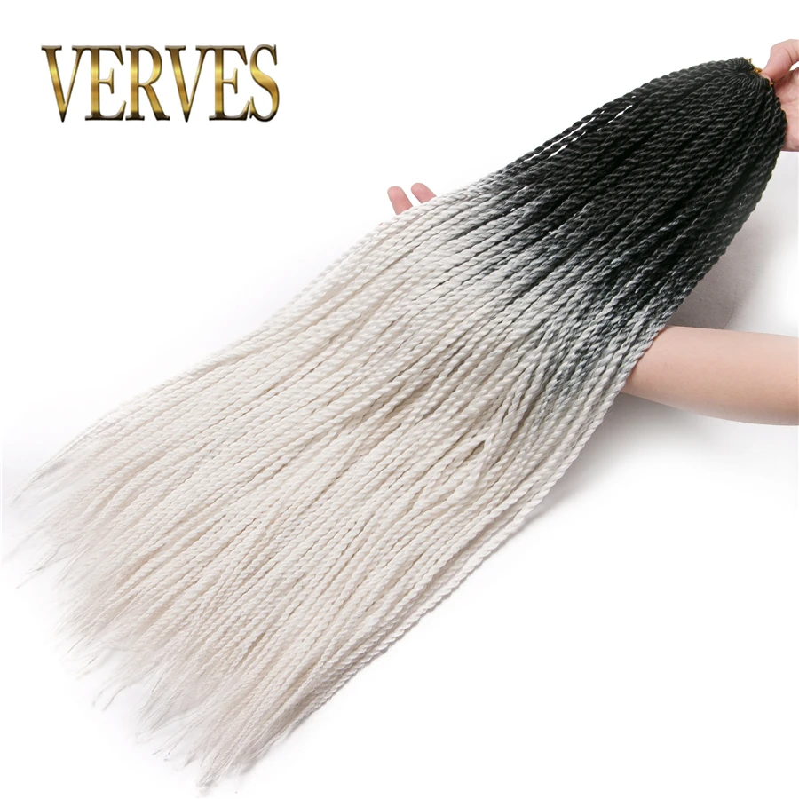 VERVES 24 дюймов inch Ombre Senegalese Twist Hair вязаный крючком косы 30 корней/упаковка Синтетические плетение волос для женщин серый, bonde, розовый