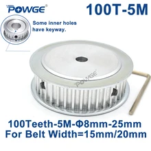 POWGE 100 Teeth HTD 5M Synchronous Timing Pulley Bore 10/12/15/16/17/19/20/25mm for Width 15/20mm HTD5M wheel Gear 100Teeth 100T