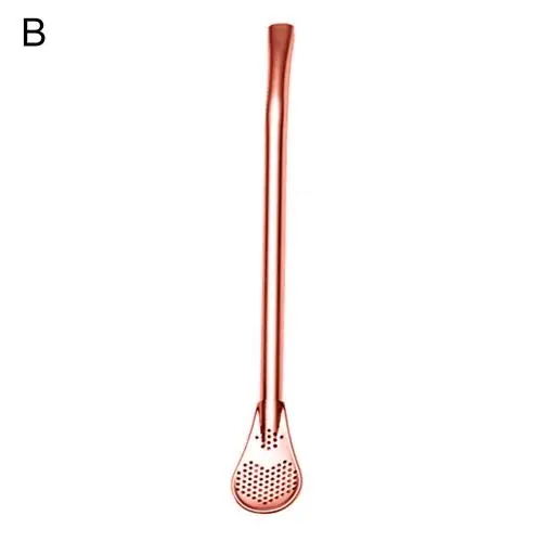 Rose Gold B Нержавеющая сталь Многоразовые питьевой соломы фильтр ложка кофе бар Чай Ситечко - Цвет: Rose Gold B