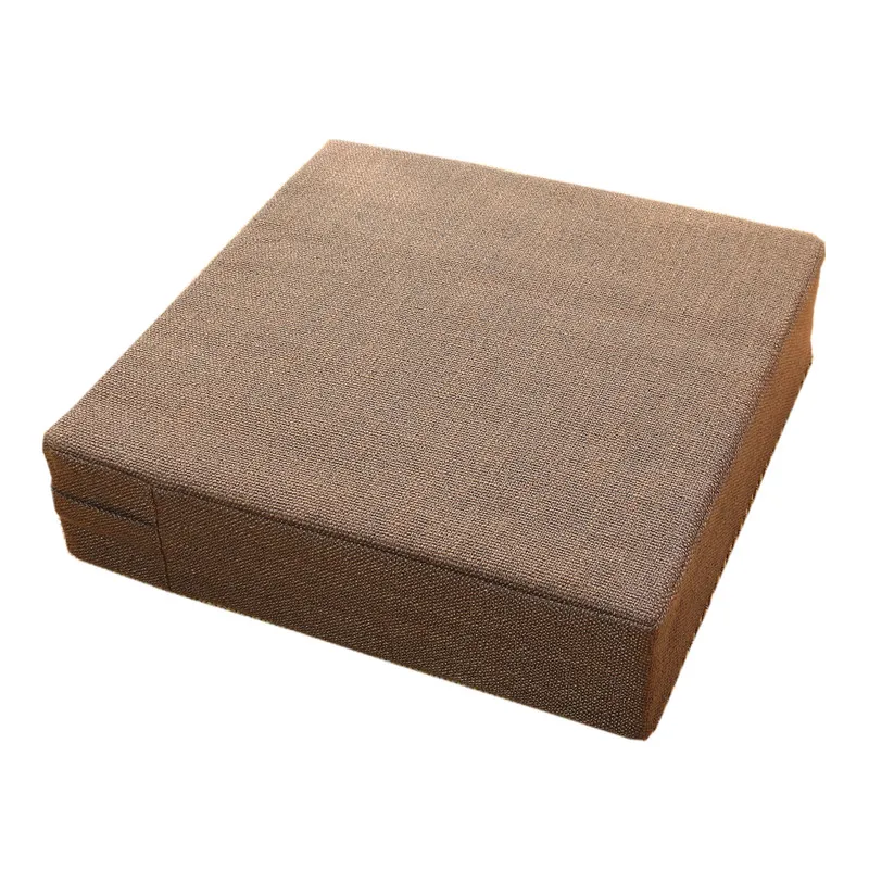 Japanese-Style Linen Square Cushion, Removable and Washable Thick Futon, Living Room Tableside Cushion