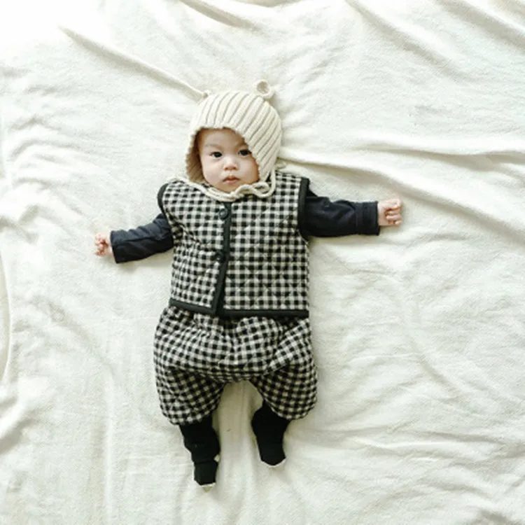 Комплект одежды для малышей; вельветовый комплект в клетку+ штаны; комплект теплой одежды; жилет+ брюки