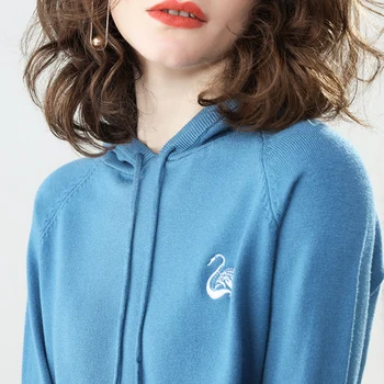 

2020 spring and autumn new ladies knitted sweater hoodie thin loose jacket casual ladies knitted pullover