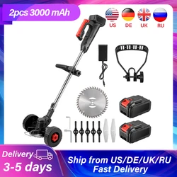 Tondeuse à gazon électrique sans fil, 36V, 6000 tr/min, pour débroussailleuse, avec 2 batteries 3000 mAh, 110V, 220V 