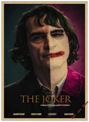 4 Joaquin Phoenix плакат с джокером Хит Леджер DC фильмы-Комиксы настенная живопись Печать на кофе фильм плакат фотографии домашний декор - Цвет: 4