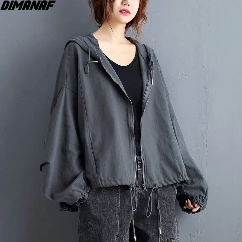 

DIMANAF 2020 Autumn Bomber Jacket Women Plus Size Basic Solid Shorts Batwing Sleeve Female Casual Style Vintage New Jacket Coat