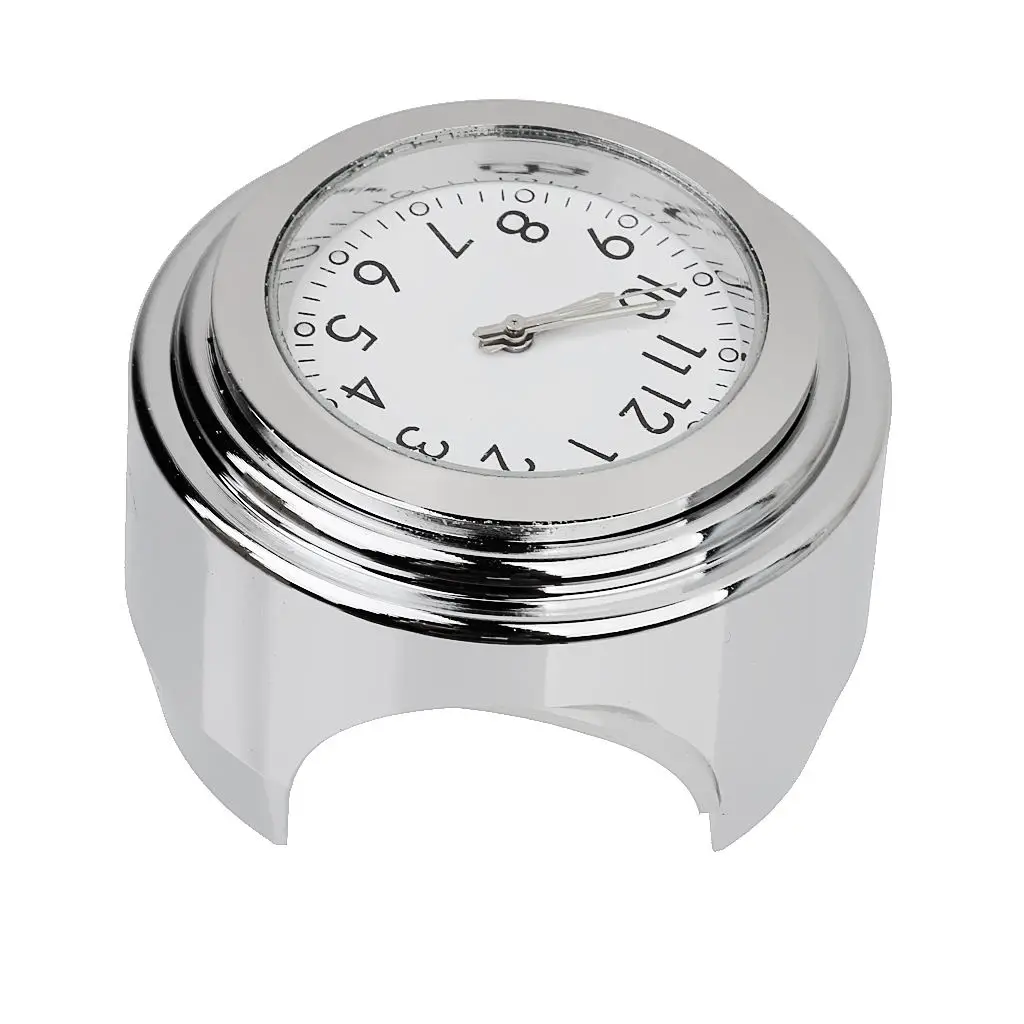 Motorcycle Handlebar Waterproof Mount Time Dial Clock Electroplating