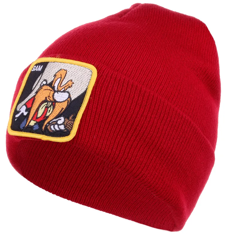 CRUOXIBB Fashion Dragon Ball Winter Beanie Hat for Men Women Solid Hip-hop Casual Cuffed Beanies Bonnet Warm Knitted Hat - Цвет: A red