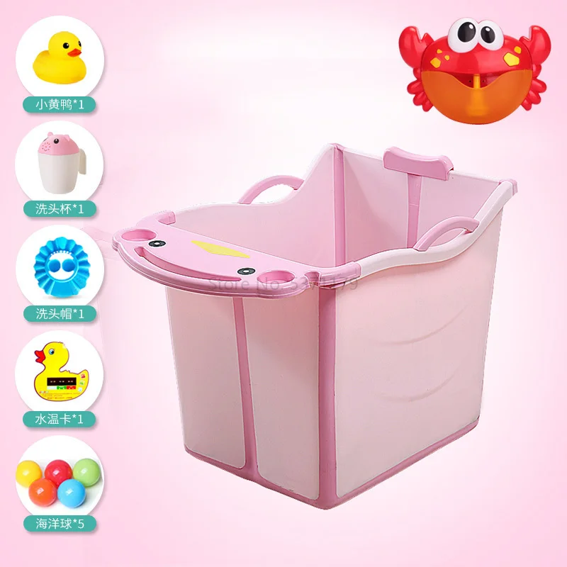 Розовая детская складная ванна для купания, детская Паровая сауна, пластиковая переносная Ванна Banheira - Цвет: Brown