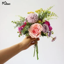 Искусственная Роза Пион Гортензия цветы букет шелковых цветок невесты букеты поддельные розы для свадьбы домашний сад Декор ткань Flore