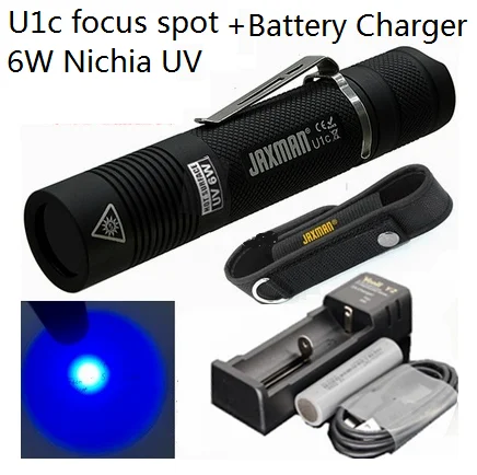 Jaxman U1c Focus Spot 3W 6W Nichia UV LED LAMPS 365nm 18650 LED
