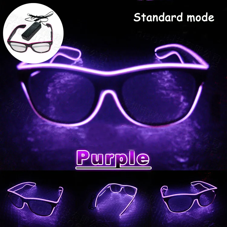 A-purple Классные Вечерние, декоративные светящиеся очки, светящиеся провода светодиодный солнцезащитные очки, светильник ing, классический подарок, яркий светильник, праздничные принадлежности - Цвет: A-purple