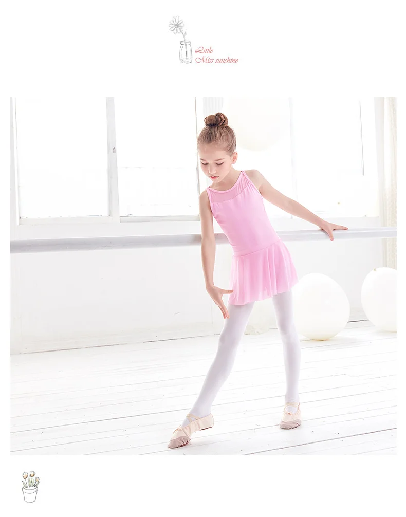 Новая сетчатая одежда из хлопка и лайкры для девочек; цвет розовый, синий; балетная танцевальная одежда; трико; гимнастический купальник; закрытый Купальник для танцев для девочек