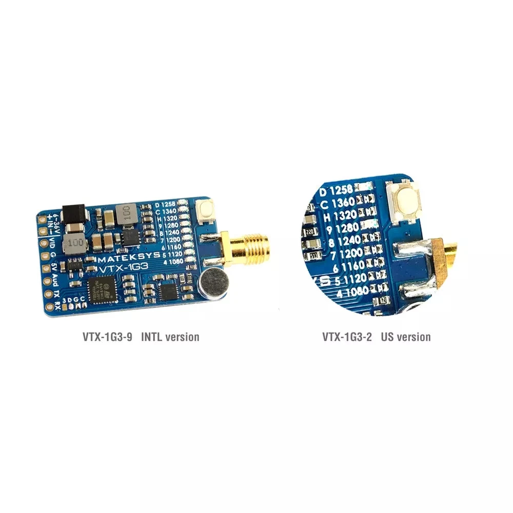 Стиль MATEKSYS VTX-1G3-9 1,2 Ghz 1,3 Ghz 9CH Международная INTL версия FPV видео передатчик для радиоуправляемого дрона очки монитор